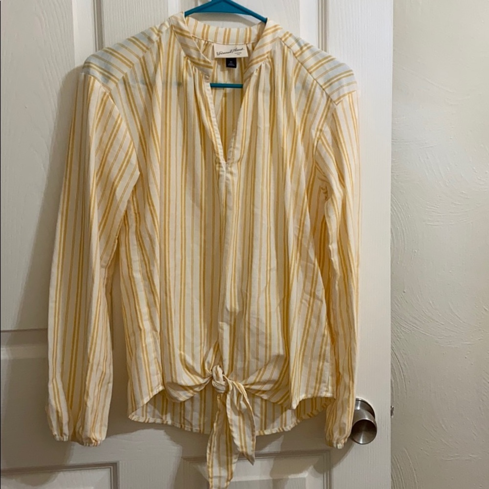 Universal Threads Yellow/White Striped Blouse XS